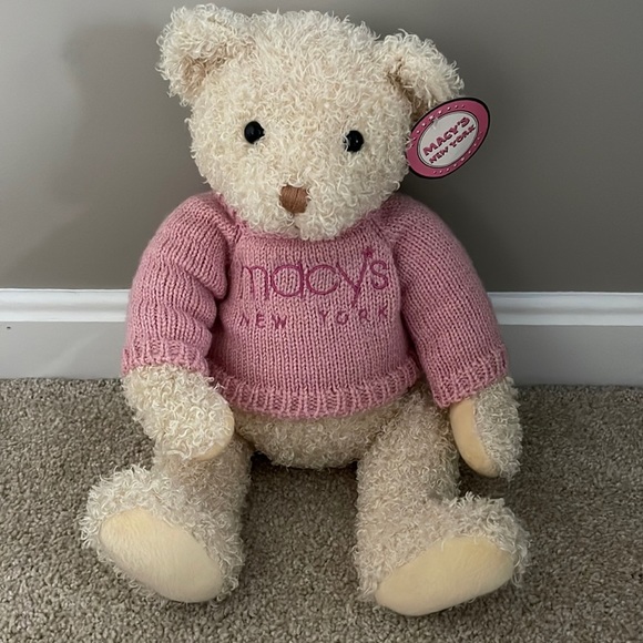 Gund Other - MACY'S NEW YORK 2004 Plush Stuffed GUND Teddy Bear Pink Crew Neck Sweater NWT!